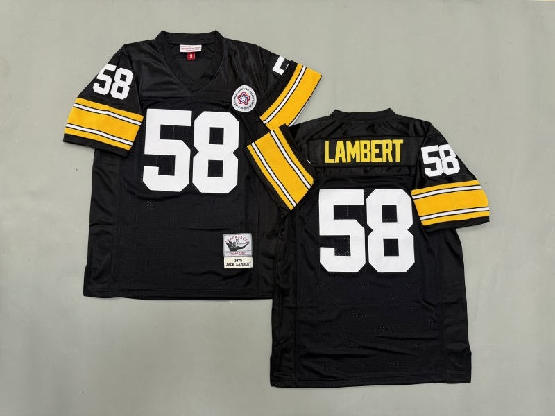 Men 2025 Pittsburgh Steelers 58 Lambert black Throwback Limited NFL Jersey style 003